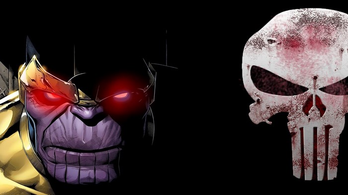 Thanos and Punisher skull from Marvel Comics