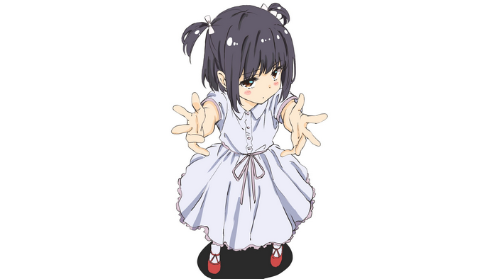 Anime girl with twintails in a white dress