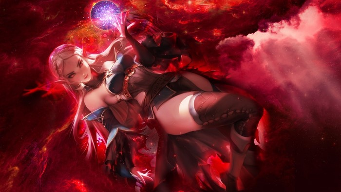 Fantasy girl with magic orb