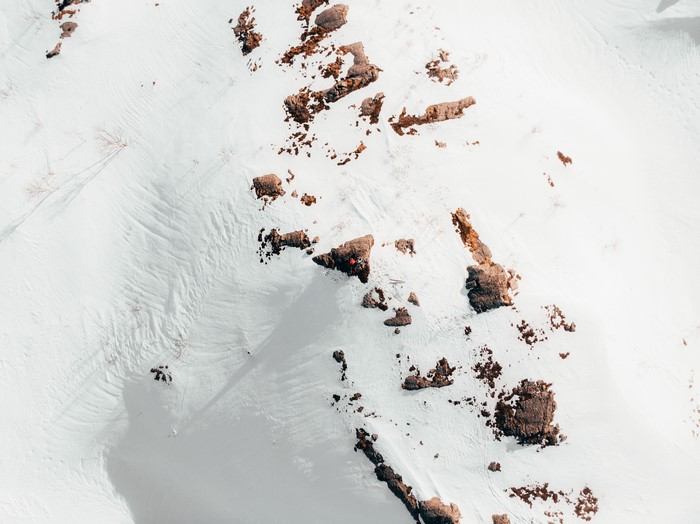 4K drone footage of snowy mountain landscape