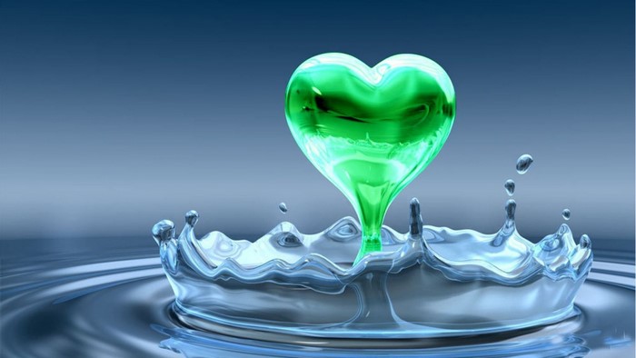 Green Heart in Water Splash