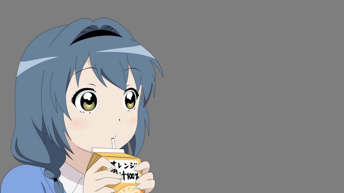 Furutani Himawari from Yuru Yuri drinking orange juice