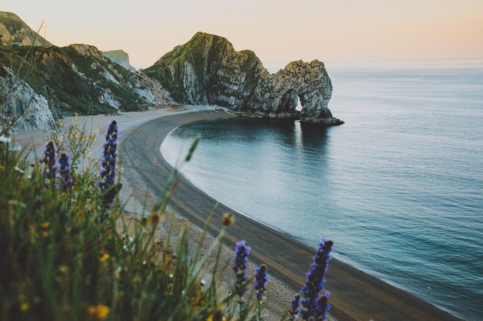Durdle Door rock formation on Jurassic Coast, England