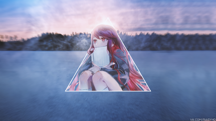 Anime girl holding a book in a snowy landscape