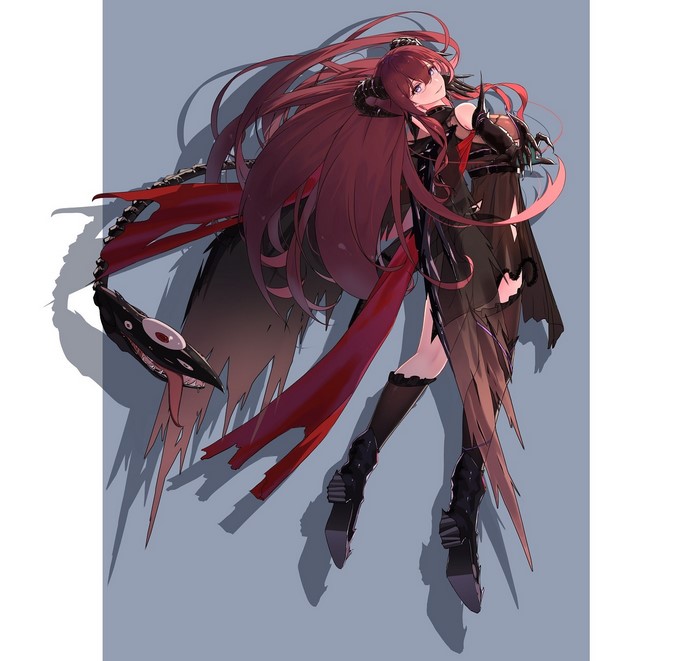 Redhead girl with horns and a tail from Ark Order