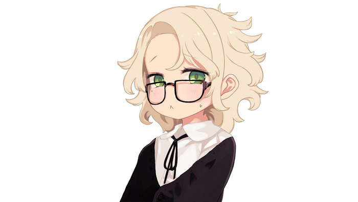 Anime girl with blonde hair and glasses