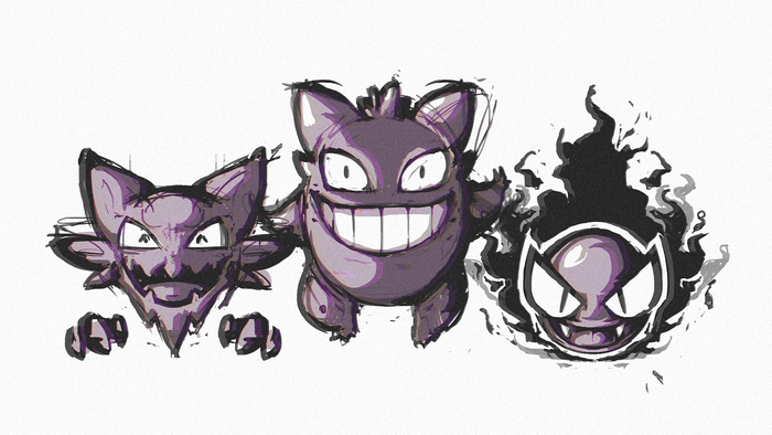 Gastly, Haunter, and Gengar from Pokémon