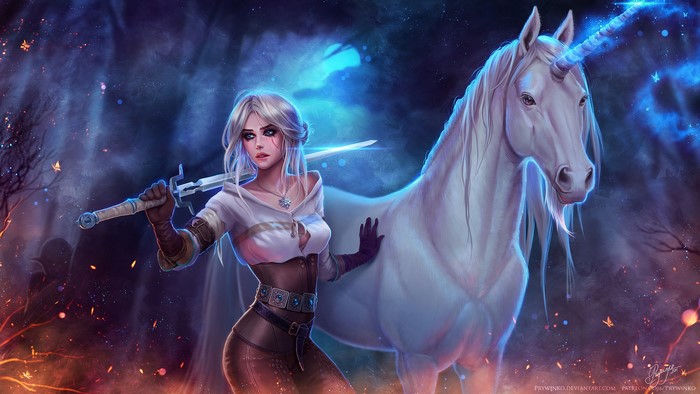 Ciri with a Unicorn from The Witcher