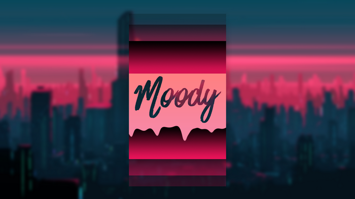 Moody text with melting effect over futuristic city skyline