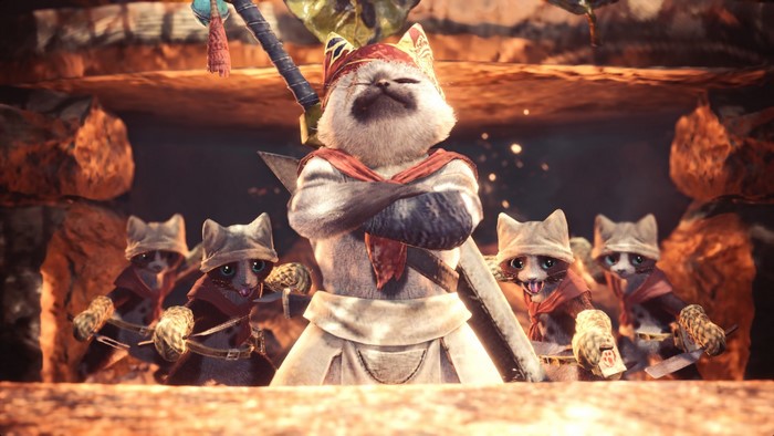 Felyne characters from Monster Hunter: World