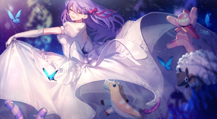 Matou Sakura from Fate/Stay Night in a white dress