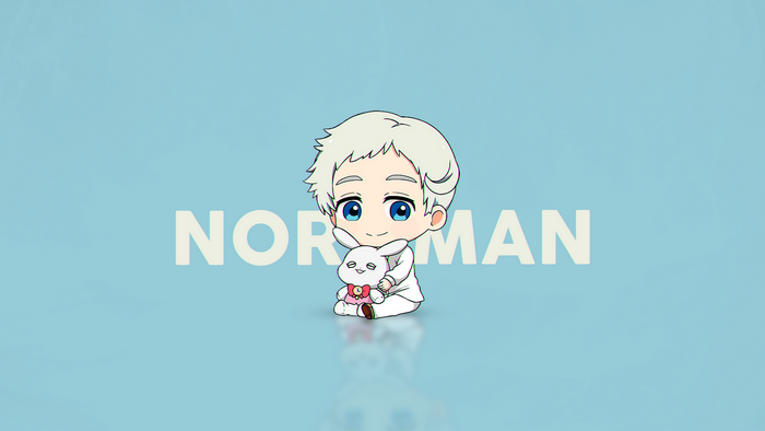 Norman from The Promised Neverland holding a bunny plush