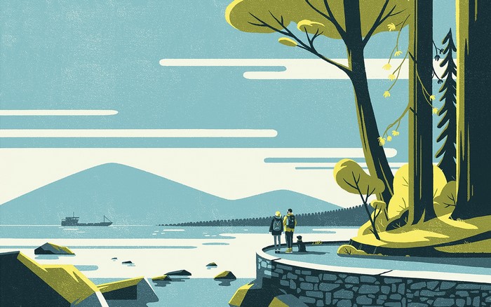 Illustration of Stanley Park landscape by Tom Haugomat