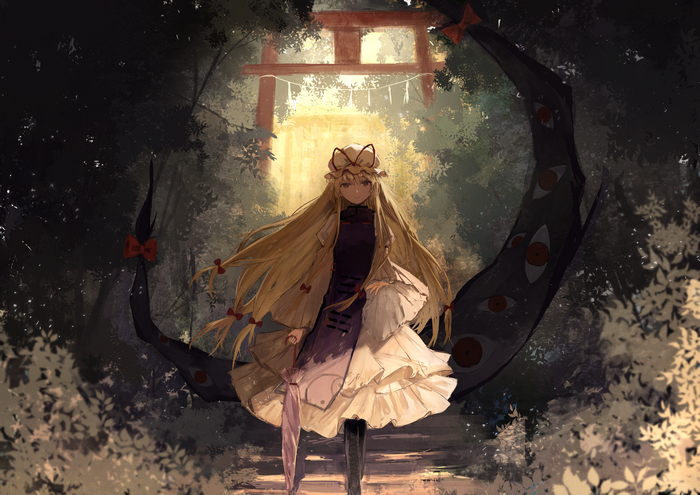 Yakumo Yukari from Touhou in a forest
