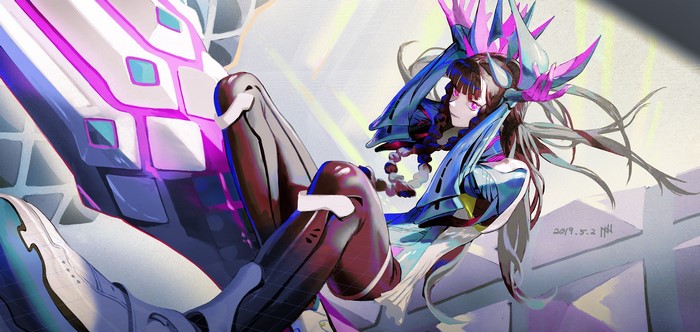 Anime girl with futuristic armor