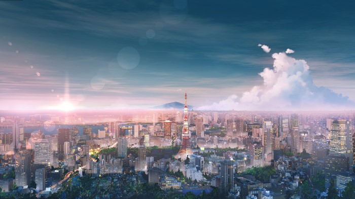 4K Tokyo cityscape with Tokyo Tower at sunrise