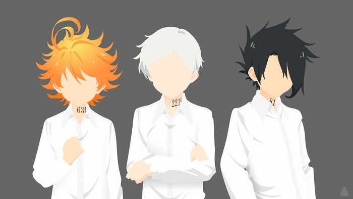 4K Art of Norman, Emma, and Ray from The Promised Neverland