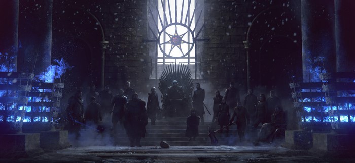 The Night King on the Iron Throne in Game of Thrones