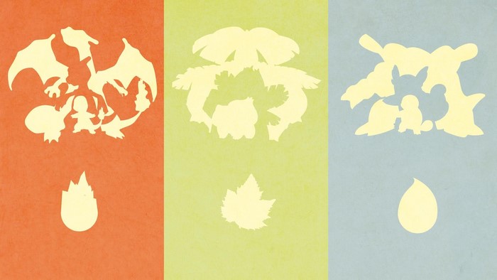 Pokemon First Generation Starters Evolution Silhouettes
