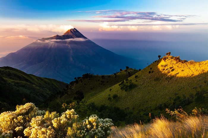 4K landscape of a volcano on Java island