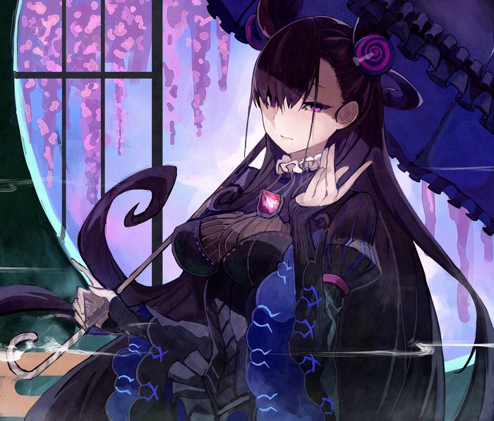 Murasaki Shikibu from Fate/Grand Order holding an umbrella