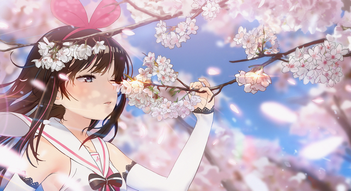 Kizuna Ai with Cherry Blossoms