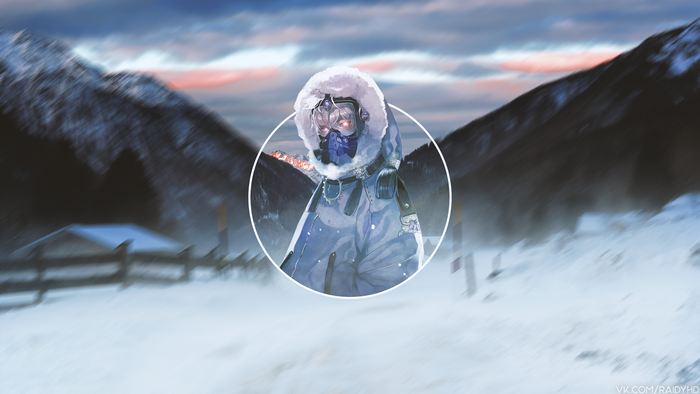 Anime girl in winter gear with glowing eyes