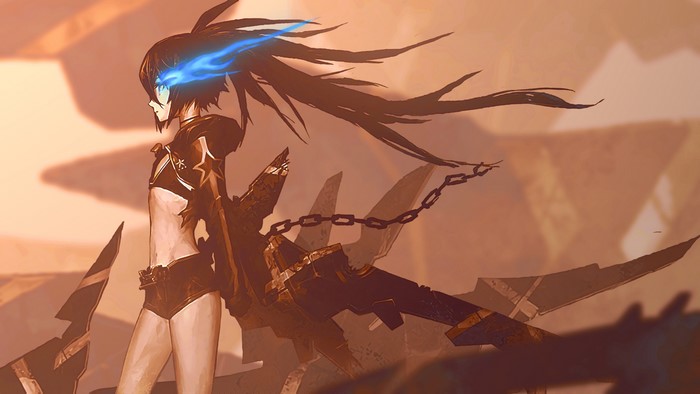 Black Rock Shooter anime girl with blue eyes