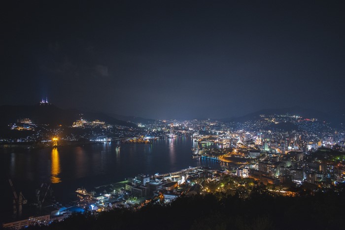 Nagasaki city skyline at night, Japan