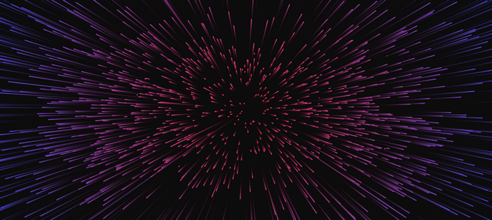 Abstract colorful light streaks in dark space