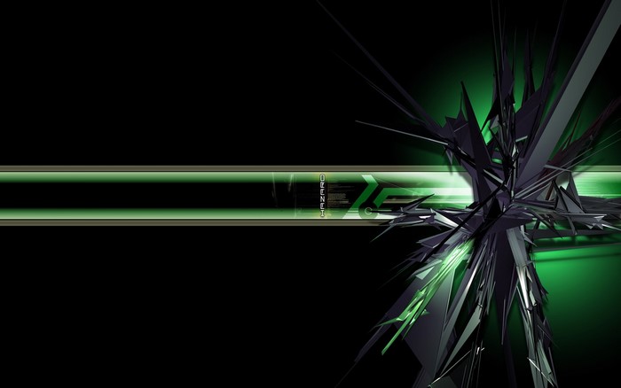 Abstract 3D shards with green light