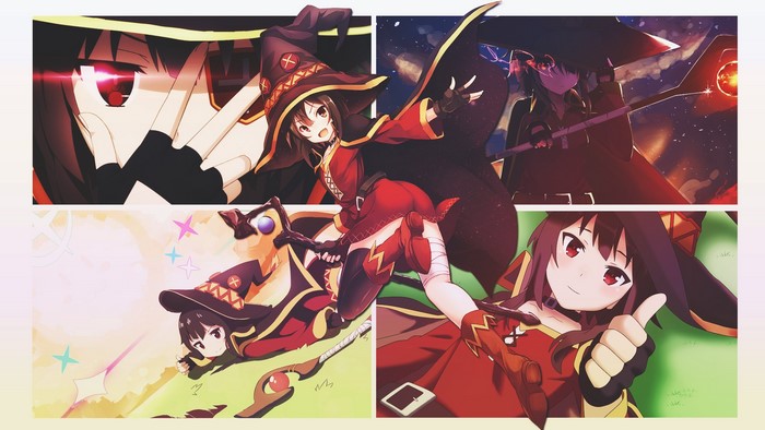 Megumin from KonoSuba in multiple poses