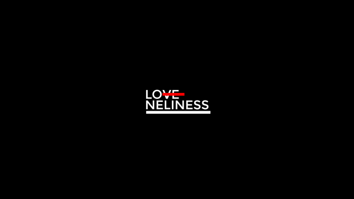 Typography of 'LOVENELINESS' with a red line through 'LOVE'