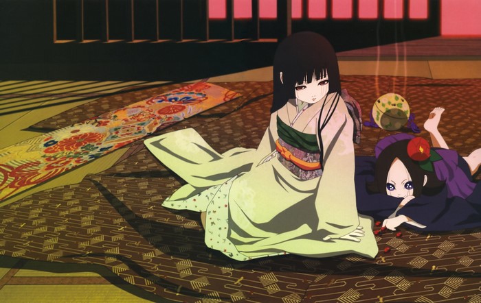 Enma Ai and another girl from Jigoku Shoujo