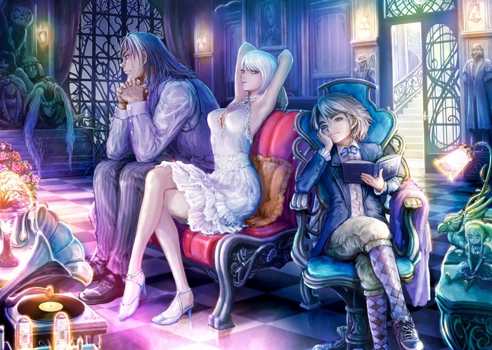 Karakuri Circus characters in a luxurious room