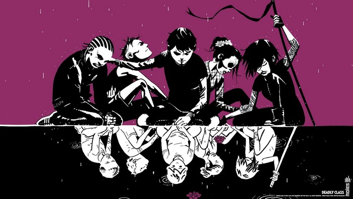 Deadly Class characters reflected in water