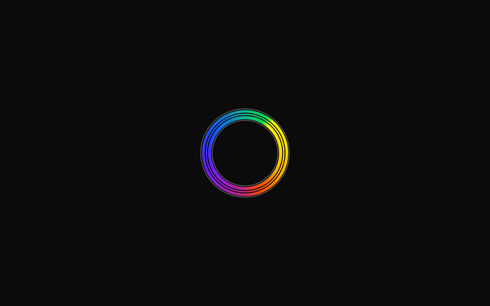 Minimalist rainbow circle on black background
