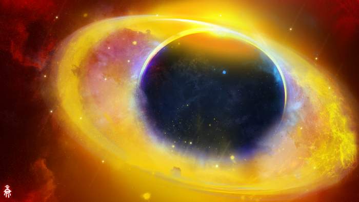 Black hole with accretion disk and nebula
