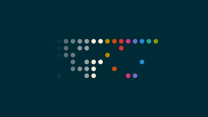 Minimalist colorful dots on blue background