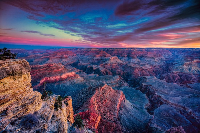 Grand Canyon at Sunset with Colorful Clouds