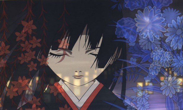 Enma Ai, dark hair, flowers, anime, closed eyes, Jigoku Shoujo, anime ...