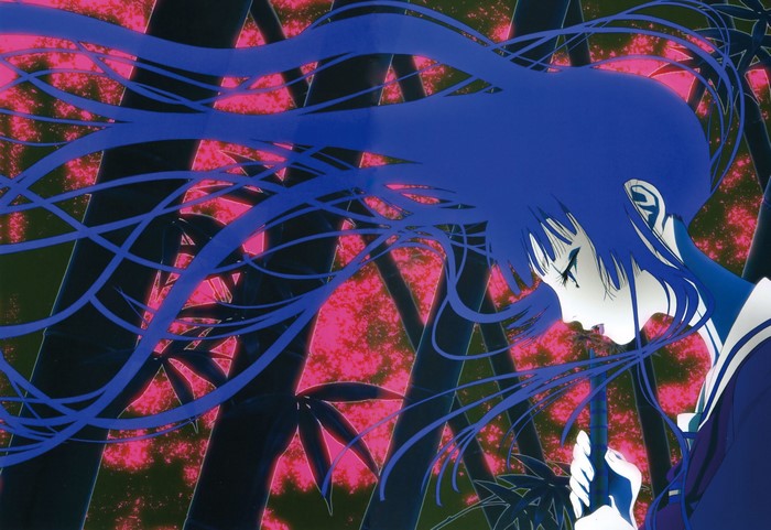 Enma Ai from Jigoku Shoujo with blue hair