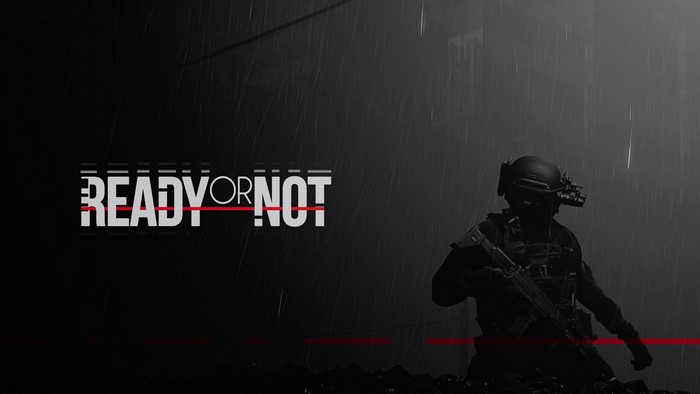 Ready or Not video game title with SWAT officer