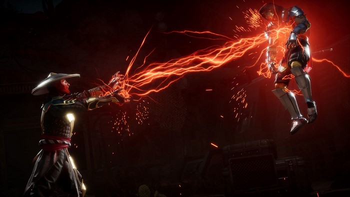 Raiden from Mortal Kombat 11 using lightning attack