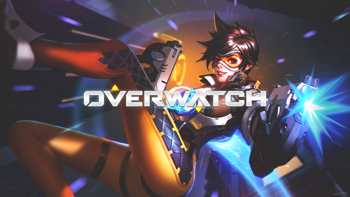 Tracer from Overwatch with her Pulse Pistols