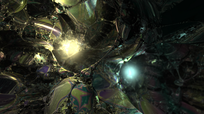 Abstract 3D fractal with glowing lights