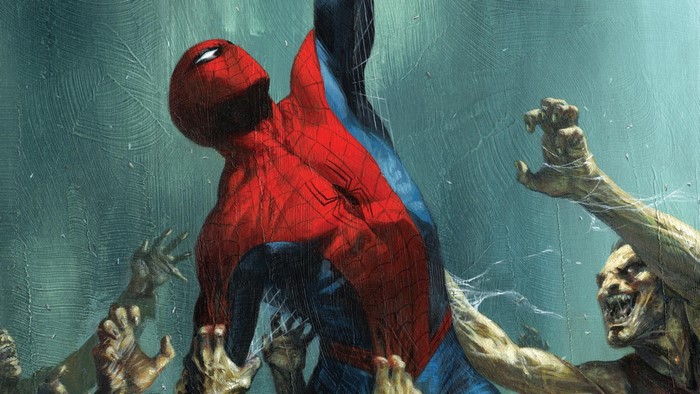 Spider-Man fighting zombies