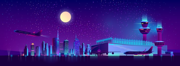 4K Night Airport City Artwork
