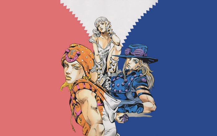 Johnny Joestar, Gyro Zeppeli, and Lucy Steel from JoJo's Bizarre Adventure