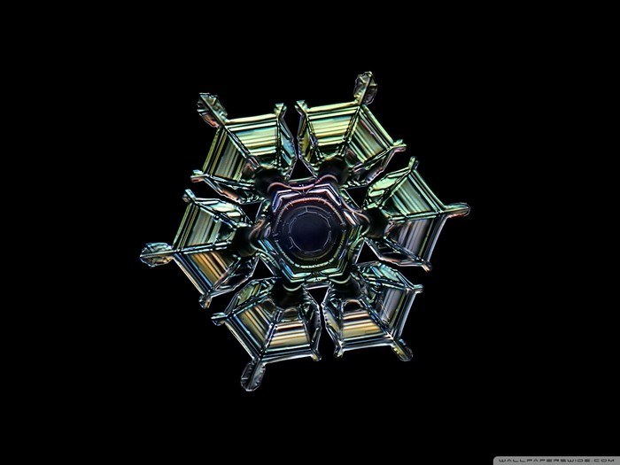 Close-up of a colorful snowflake